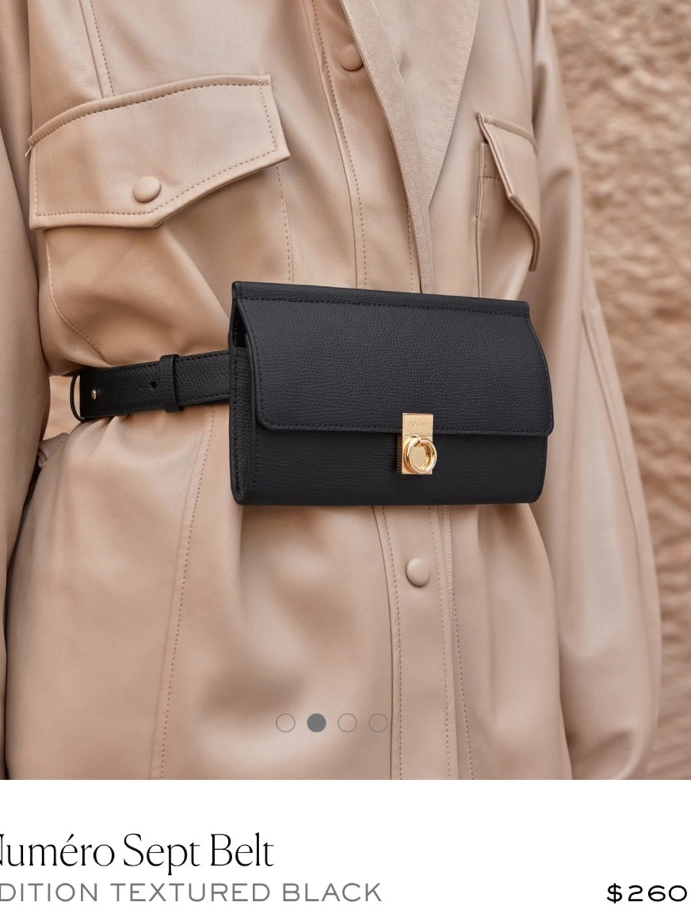 Polene Taupe Color Leather Belt Bag w/Gold-toned Hardware - Picture 9 of 9